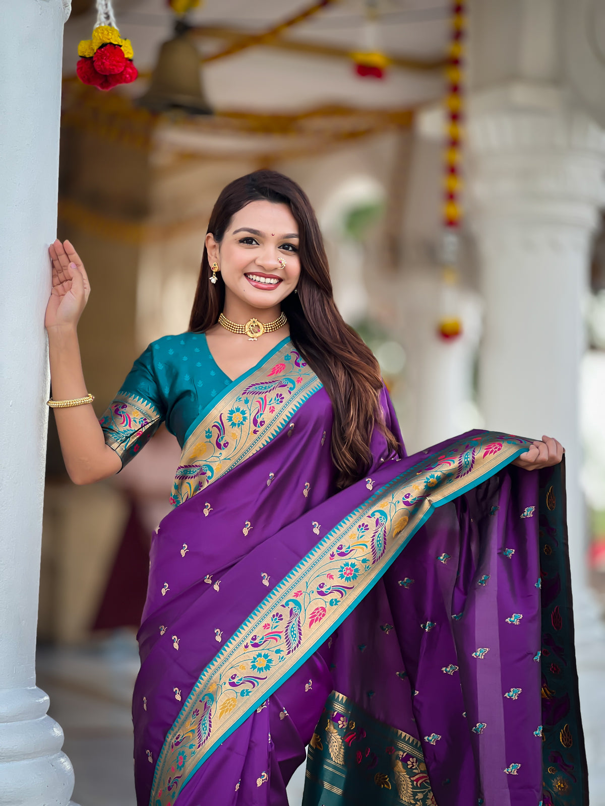 Woven Design Silk Blend Paithani Saree