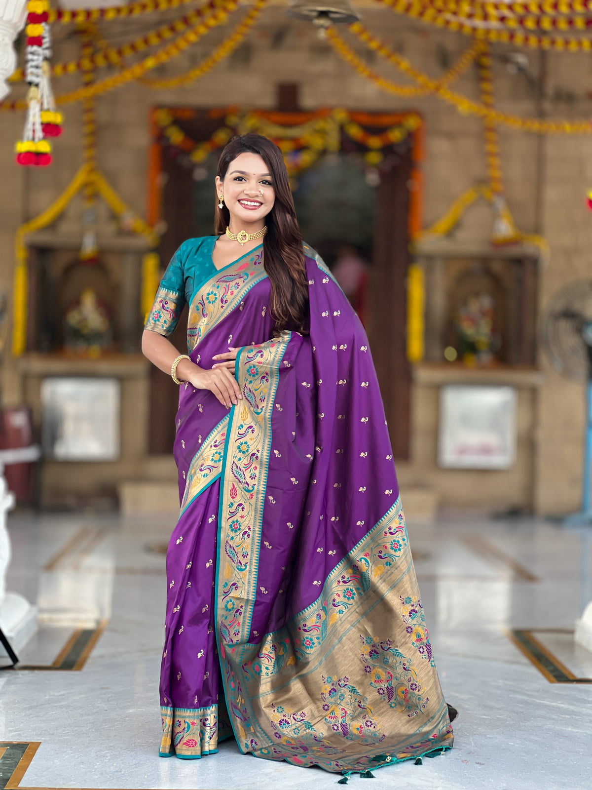 Woven Design Silk Blend Paithani Saree