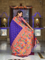 Peacock Woven Design Zari Paithani Saree