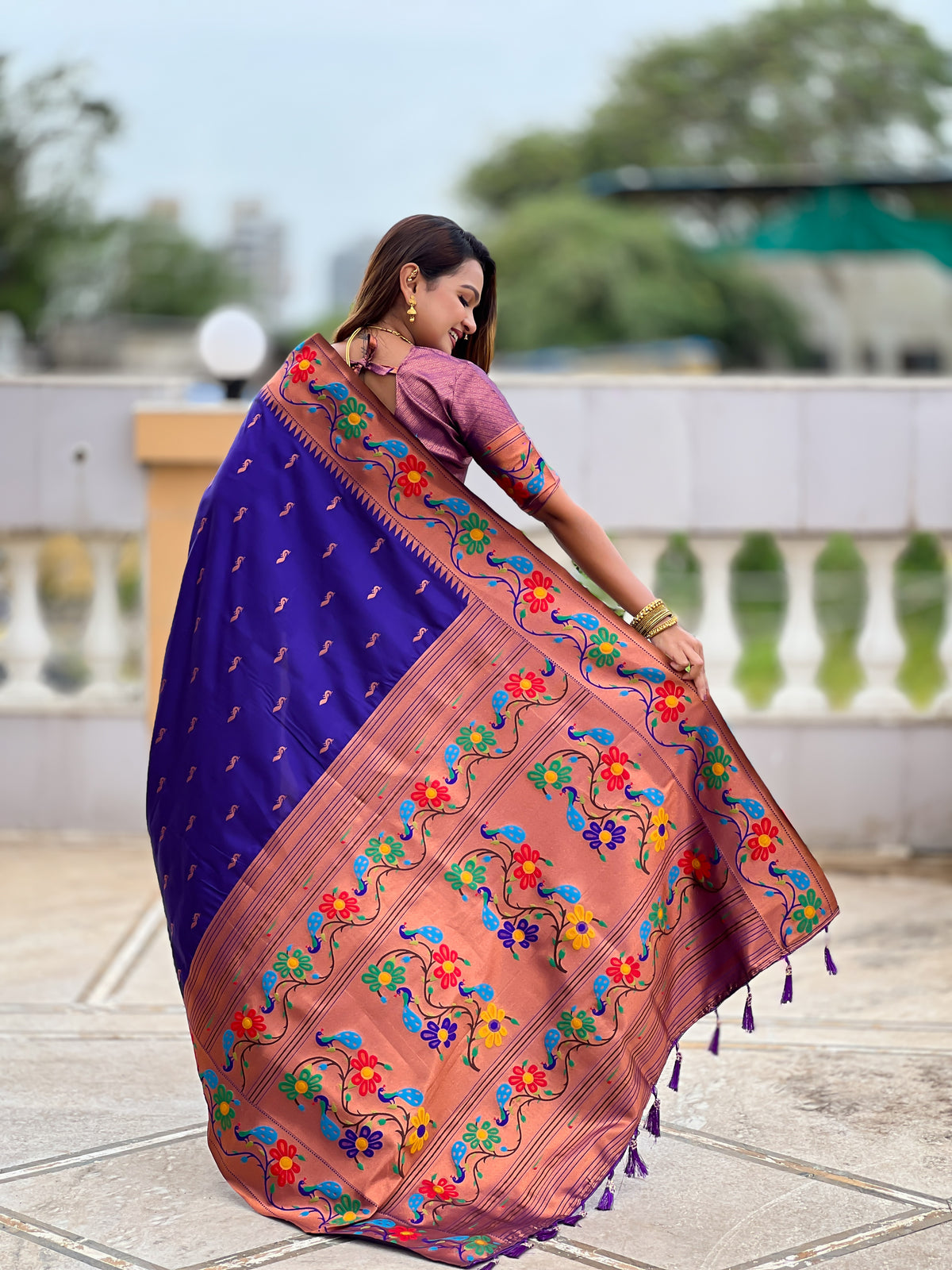 Peacock Woven Design Zari Paithani Saree