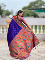 Peacock Woven Design Zari Paithani Saree