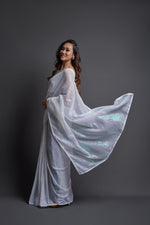 Buy White Sequin Saree Online In India - Joshindia