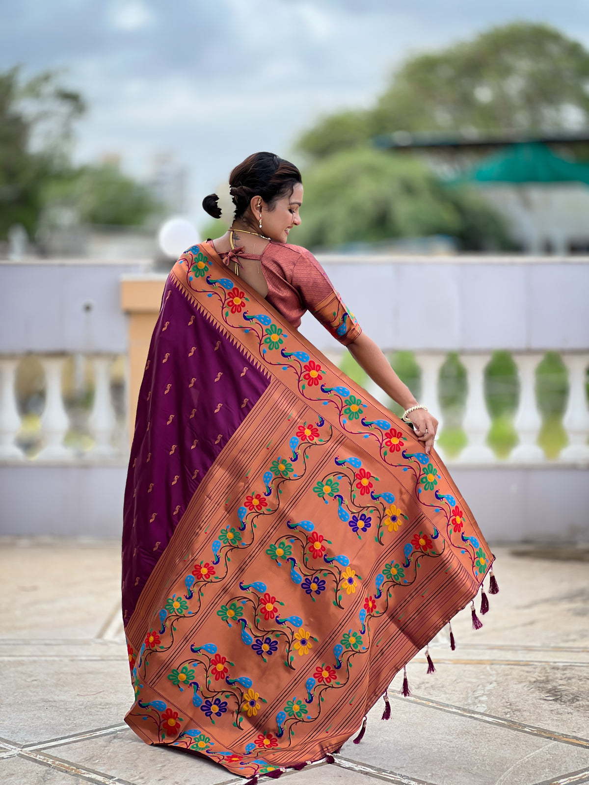 Peacock Woven Design Zari Paithani Saree