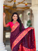 Woven Design Silk Blend Paithani Saree