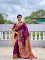 Peacock Woven Design Zari Paithani Saree