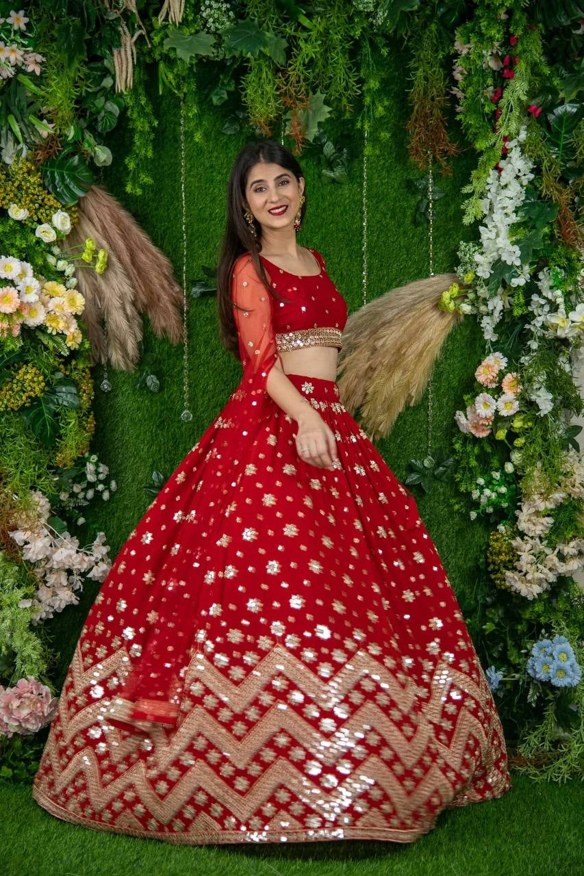 Buy Red Color Most Trending Designer Lehenga Choli At Best Price - Joshindia