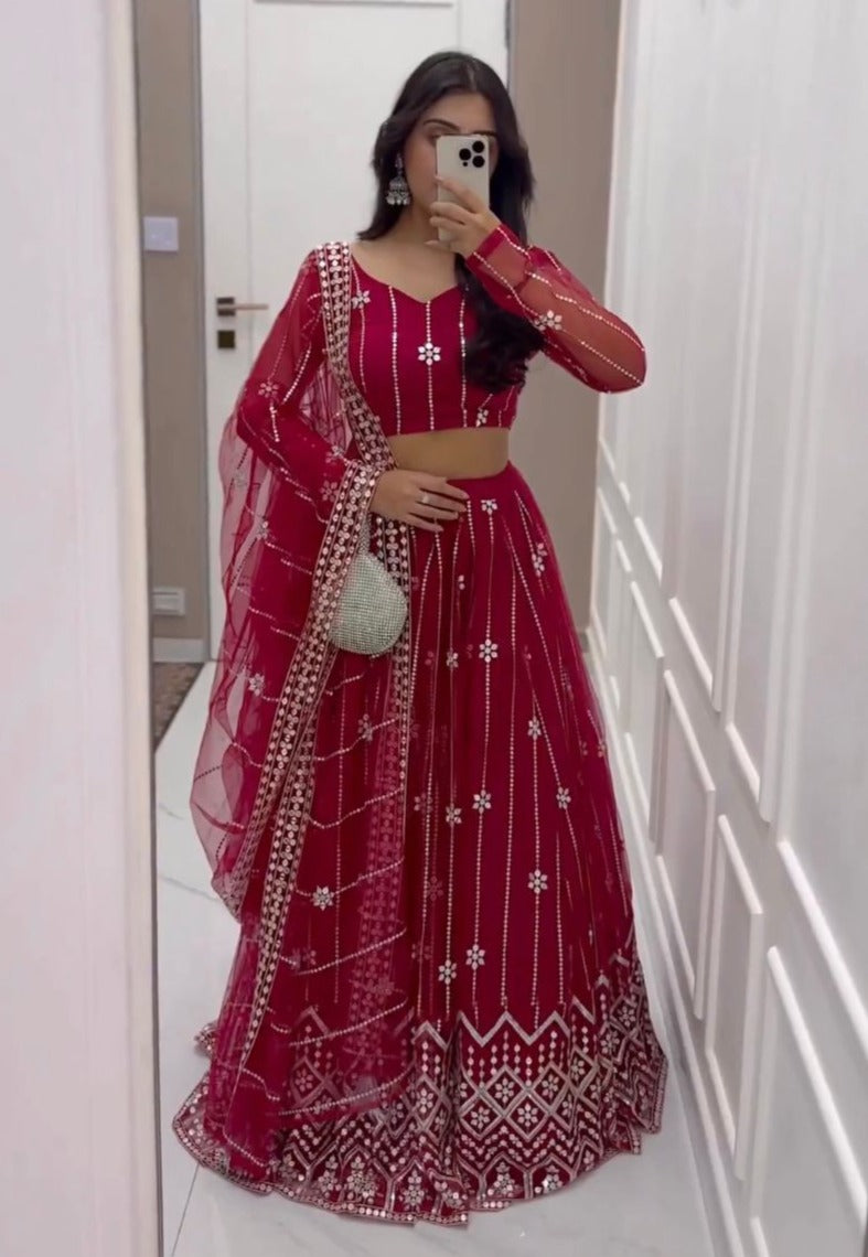 Beautiful Red Color Designer Lehenga Choli For Great Looks - Joshindia