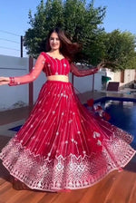 Beautiful Red Color Designer Lehenga Choli For Great Looks - Joshindia