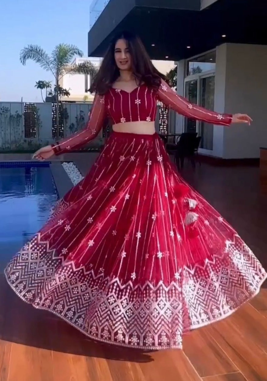 Beautiful Red Color Designer Lehenga Choli For Great Looks - Joshindia