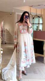 white color designer fancy kurta set - Joshindia