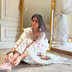 white color designer fancy kurta set - Joshindia