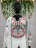 white color designer fancy kurta set - Joshindia