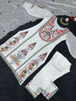 white color designer fancy kurta set - Joshindia