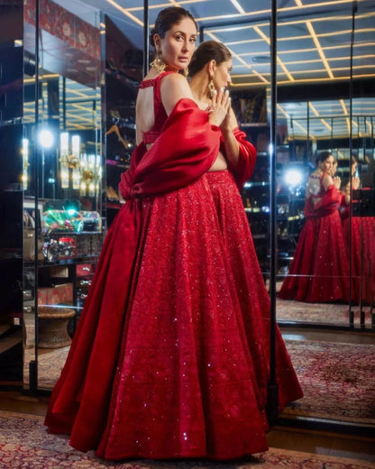 Buy Most Beautiful Red Color Trending Designer Lehenga Choli For Wedding