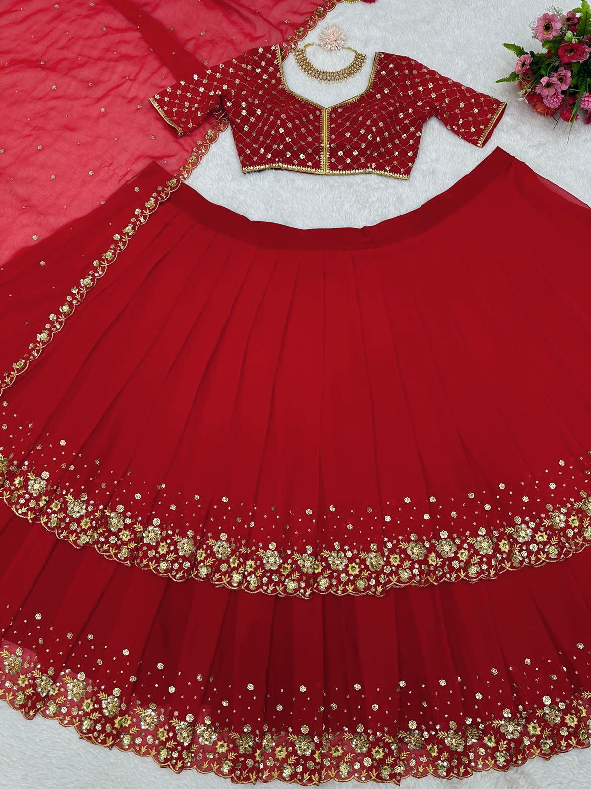 Buy Latest Red Color Lehenga Choli Online - Joshindia