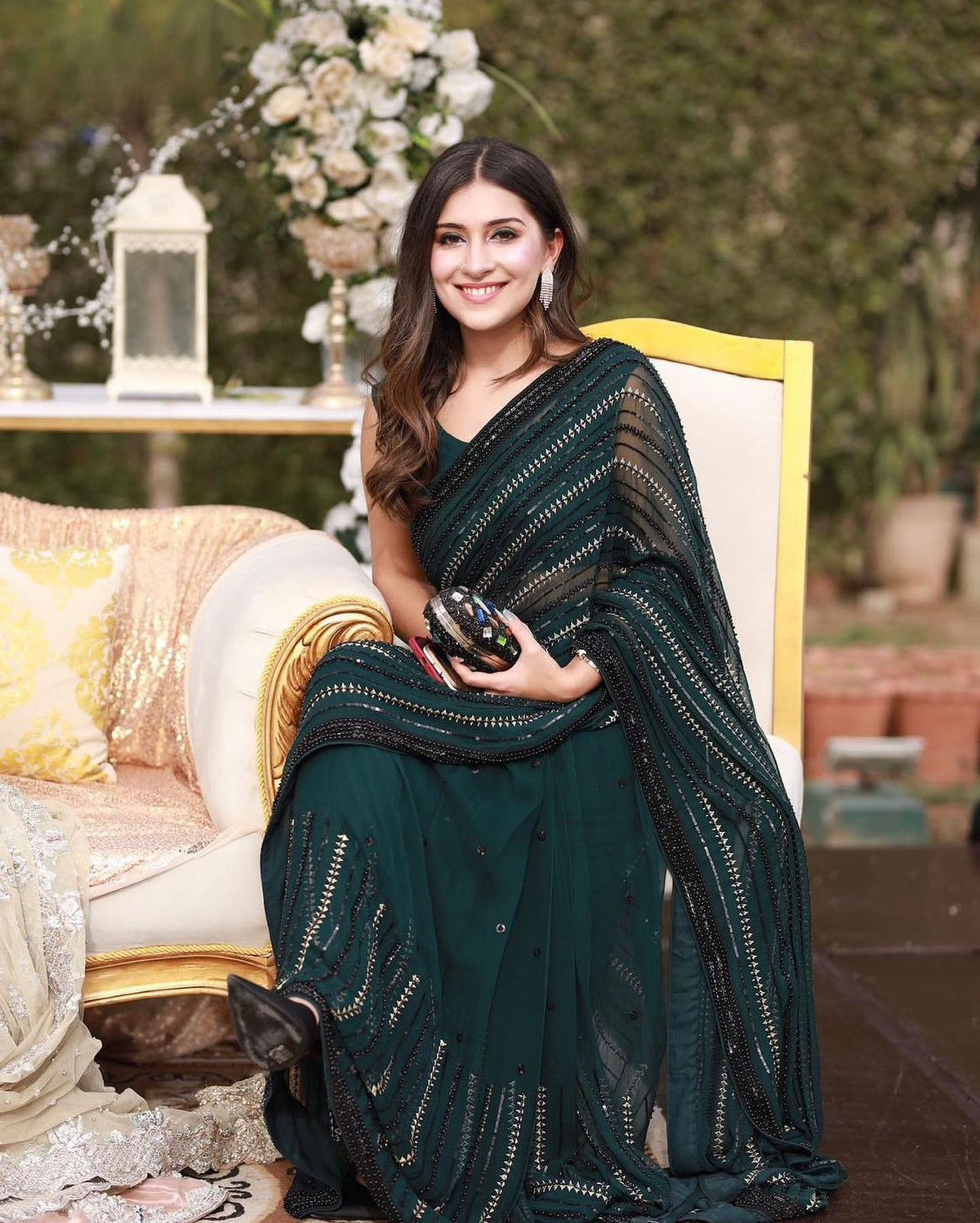 Green Color Latest Designer Saree At Best Price - Joshindia