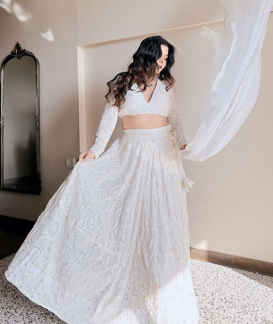 Buy Trendy White Lehenga Choli Online in India - Joshindia