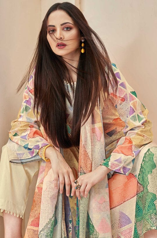 Buy Cream Dupatta Salwar Suit online in India - Joshindia