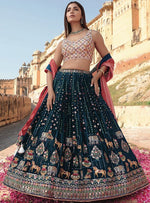 Buy Turquoise Lehenga Designs Sets Online at Best Prices - Joshindia