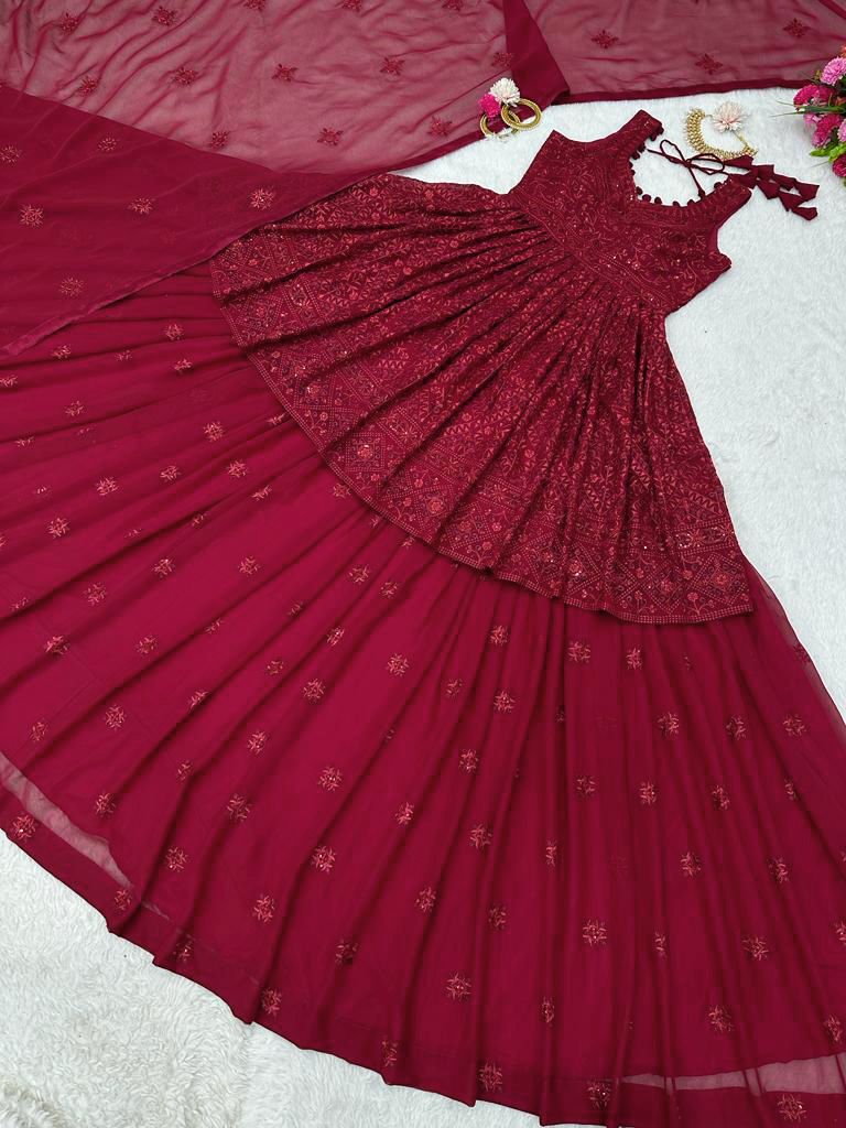 Buy Maroon Crop Top Lehenga Online at Best Price - Joshindia