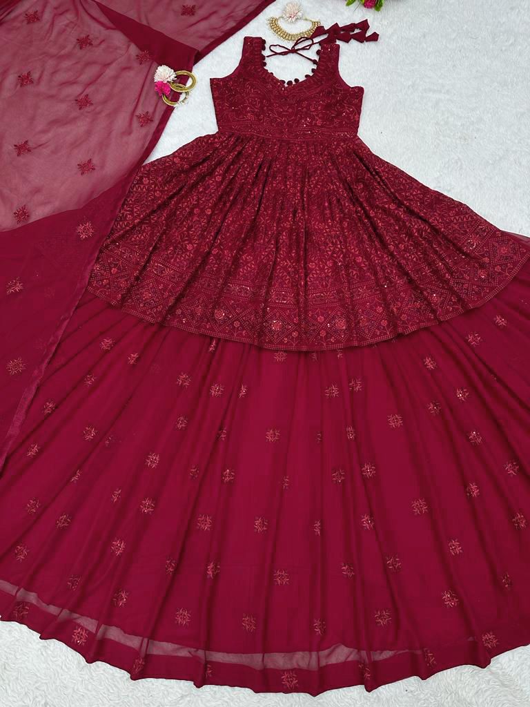 Buy Maroon Crop Top Lehenga Online at Best Price - Joshindia