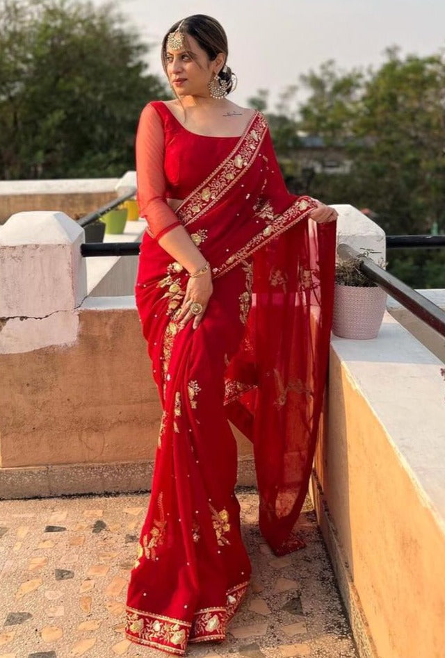 Red Saree - Buy Red Color Fashion Sarees Online - Joshindia