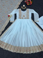 Sky Blue Kurta Set With Dupatta - Joshindia