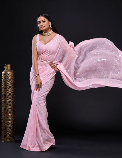 Buy Fancy Pink Saree for women Online