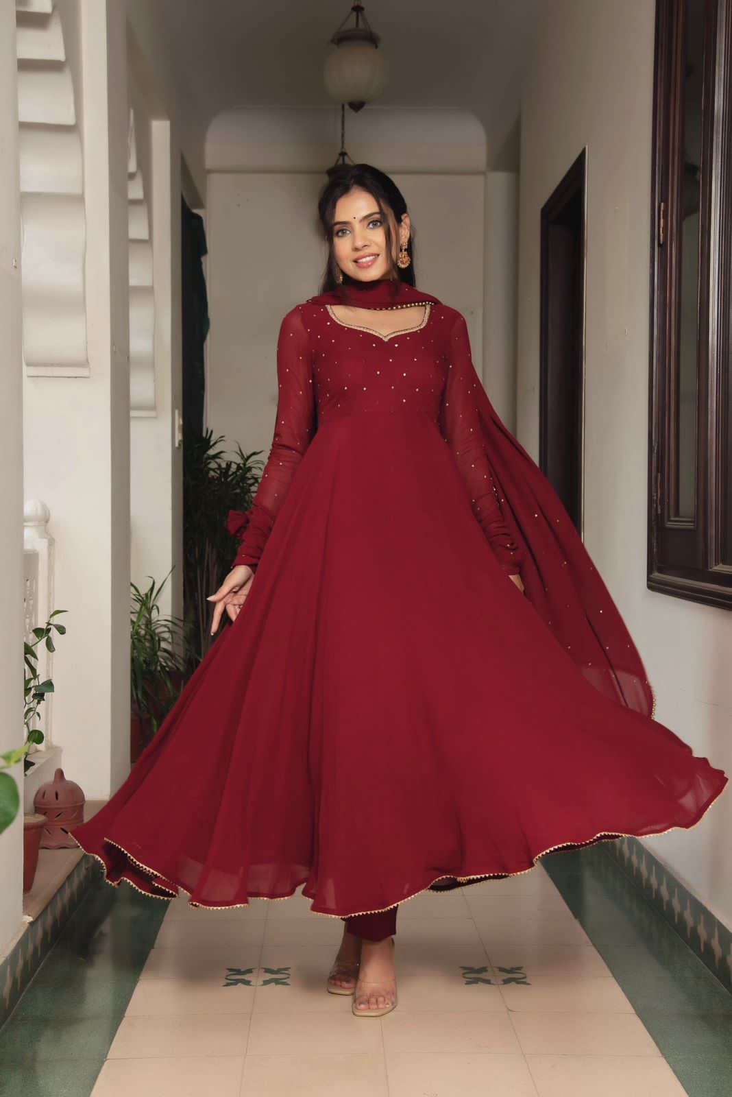 Buy Trendy Red Gown Online in India - Joshindia