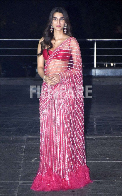 Buy Pink Butterfly Net Saree Online In India