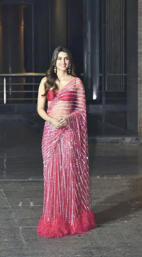 Buy Pink Butterfly Net Saree Online In India