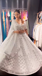 White Mirror Work Lehenga Choli - Joshindia