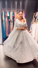 White Mirror Work Lehenga Choli - Joshindia