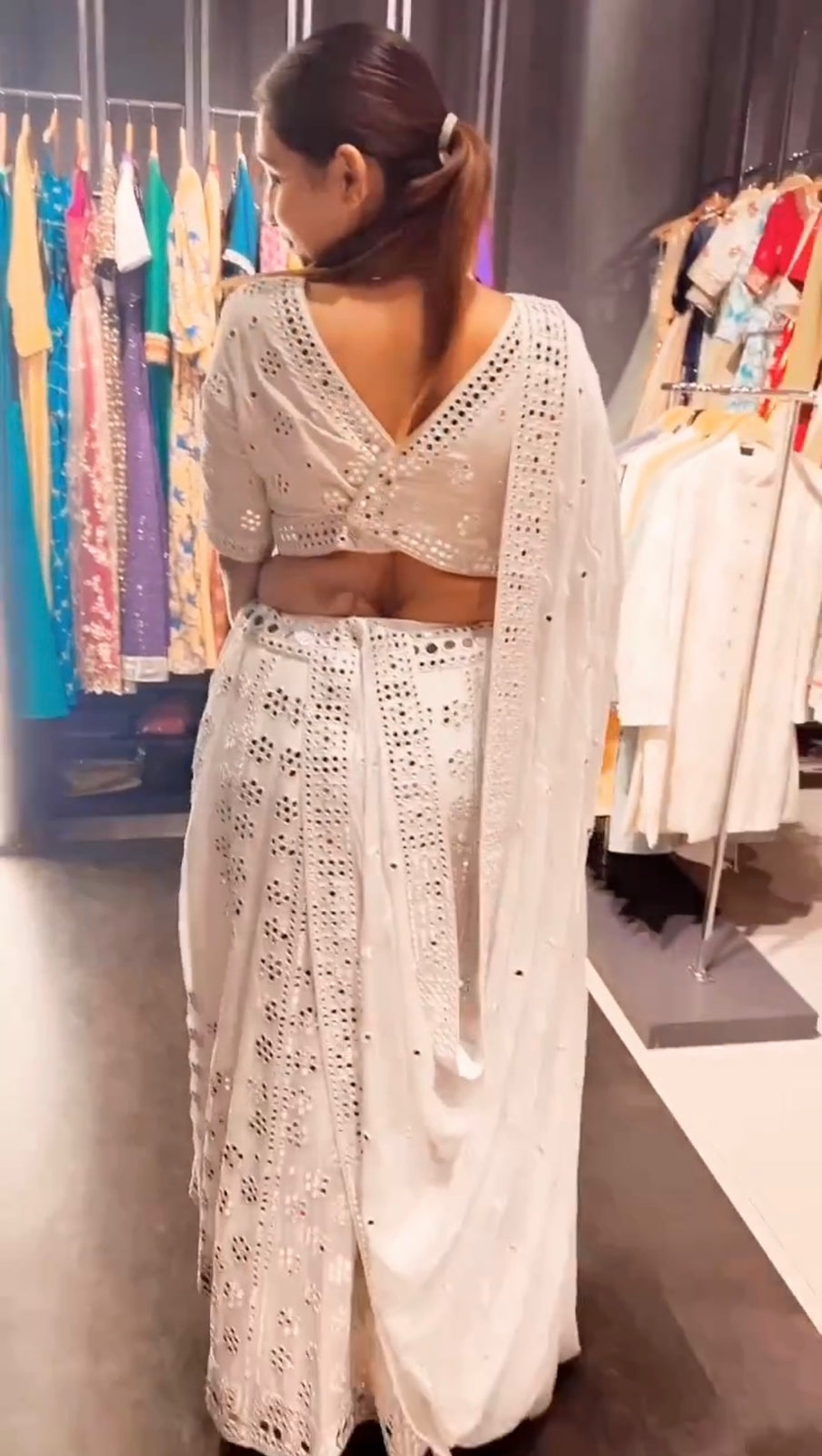 White Mirror Work Lehenga Choli - Joshindia