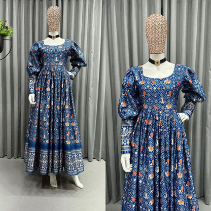 Buy Beautiful Heavy Digital Printed Gota Zari Designer Gown