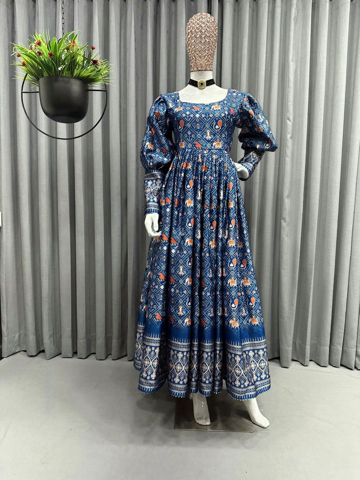 Buy Beautiful Heavy Digital Printed Gota Zari Designer Gown - Joshindia