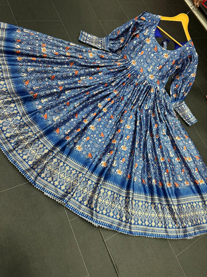 Buy Beautiful Heavy Digital Printed Gota Zari Designer Gown