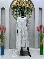 Latest Designer off White Anarkali Frock Suits Style - Joshindia