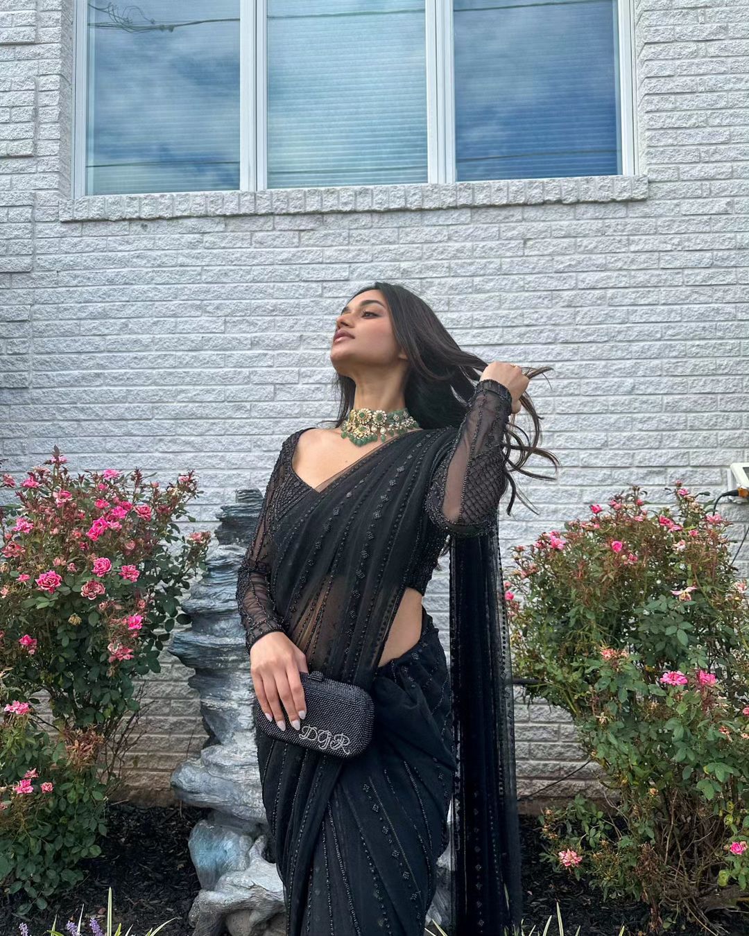 Black color beautiful Designer Soft Net Fabric Saree - Joshindia