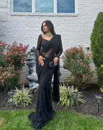 Black color beautiful Designer Soft Net Fabric Saree - Joshindia