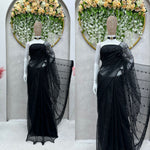 Black color beautiful Designer Soft Net Fabric Saree - Joshindia