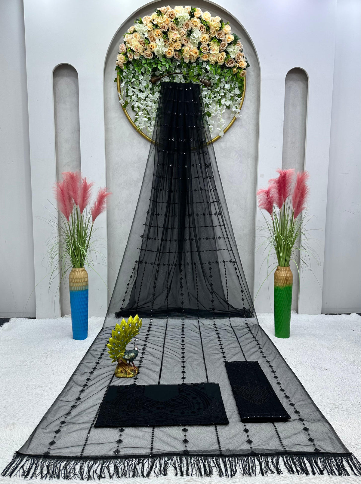 Black color beautiful Designer Soft Net Fabric Saree - Joshindia