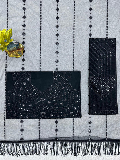 Black color beautiful Designer Soft Net Fabric Saree