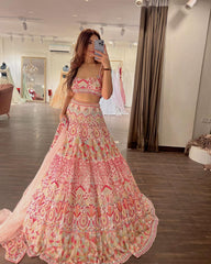 Designer Wear Heavy Faux Georgette Sequence Work  Lehenga Choli - Joshindia