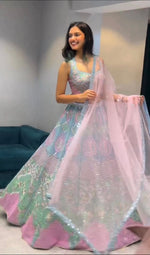 Wedding Wear Heavy Faux Georgette Embroidered Sequence Real Mirror Work Lehenga Choli - Joshindia