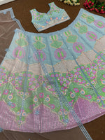 Wedding Wear Heavy Faux Georgette Embroidered Sequence Real Mirror Work Lehenga Choli - Joshindia