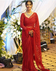 Trendy Red Color Designer Saree At Affordable Price Buy Now - Joshindia