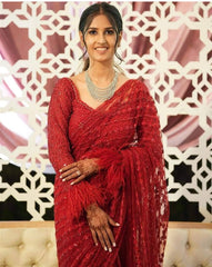 Trendy Red Color Designer Saree At Affordable Price Buy Now - Joshindia