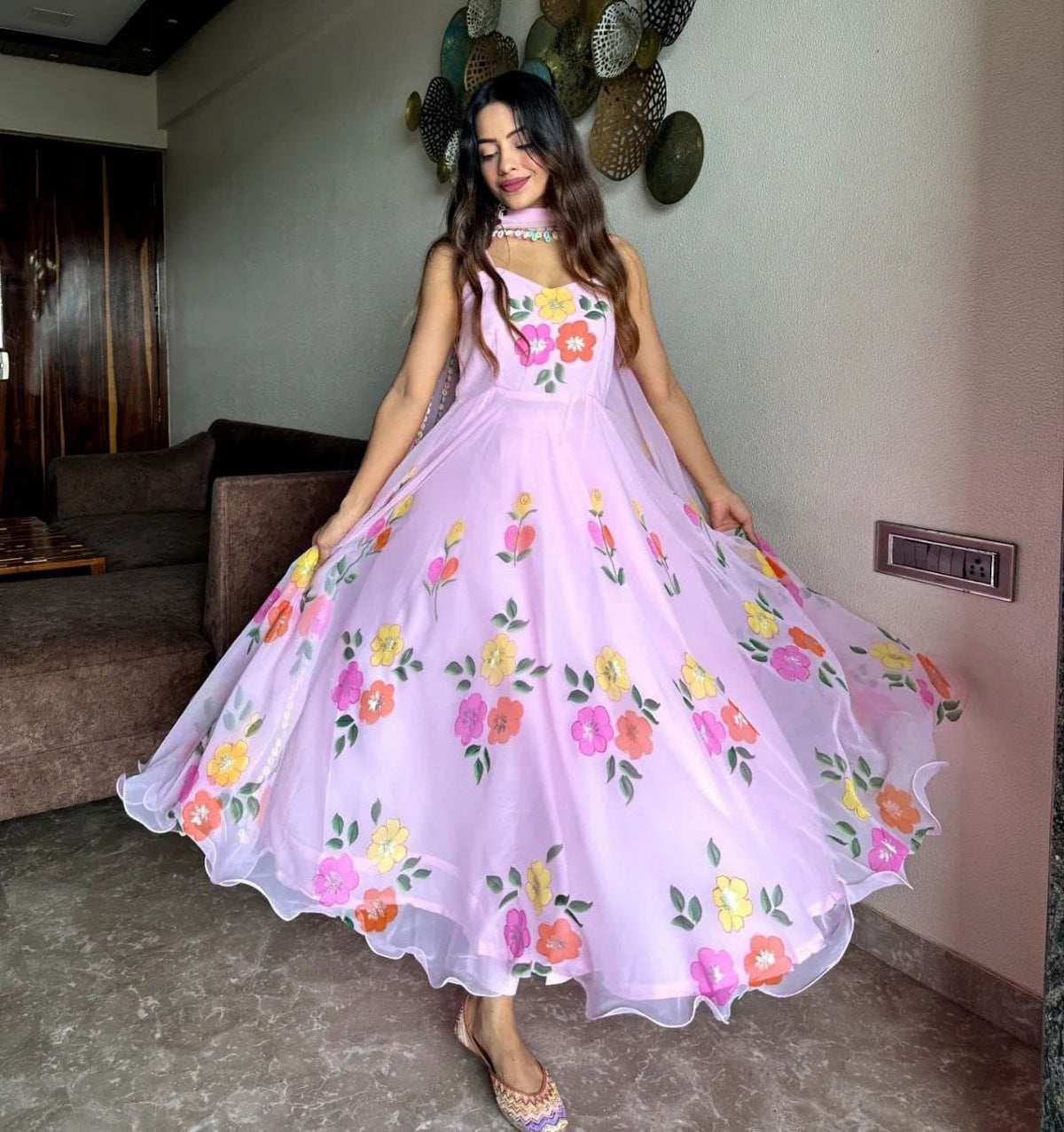 Buy Beautiful pink color koti flower dress - Joshindia