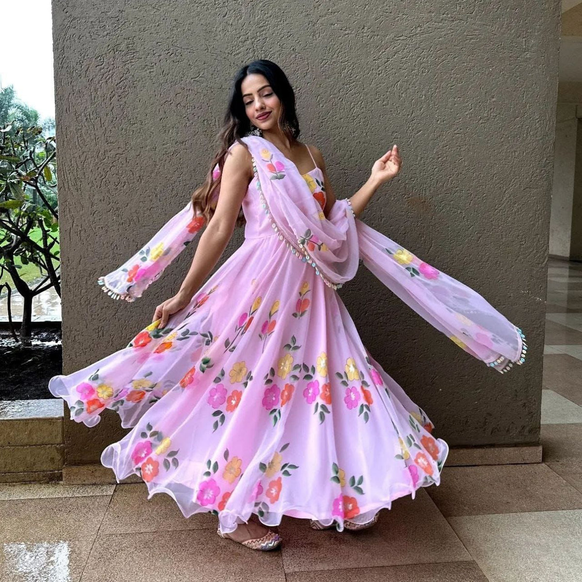 Buy Beautiful pink color koti flower dress - Joshindia